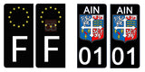 01 AIN - Stickers pour plaque d'immatriculation, disponible pour AUTO et MOTO