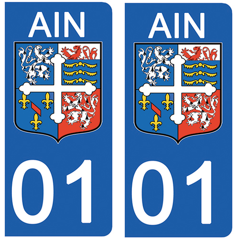 01 AIN - Stickers pour plaque d'immatriculation, disponible pour AUTO et MOTO