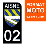 02 AISNE - Stickers pour plaque d'immatriculation, disponible pour AUTO et MOTO