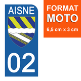 02 AISNE - License plate stickers, available for CAR and MOTORCYCLE