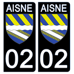 02 AISNE - License plate stickers, available for CAR and MOTORCYCLE