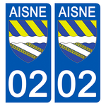 02 AISNE - License plate stickers, available for CAR and MOTORCYCLE