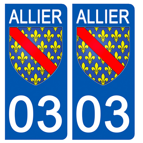 03 ALLIER - Stickers pour plaque d'immatriculation, disponible pour AUTO et MOTO