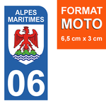 06 ALPES MARITIMES - Stickers pour plaque d'immatriculation, disponible pour AUTO et MOTO