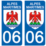 06 ALPES MARITIMES - Stickers pour plaque d'immatriculation, disponible pour AUTO et MOTO