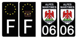 06 ALPES MARITIMES - Stickers pour plaque d'immatriculation, disponible pour AUTO et MOTO