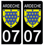 07 ARDECHE - Stickers pour plaque d'immatriculation, disponible pour AUTO et MOTO