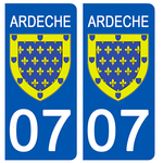 07 ARDECHE - Stickers for license plates, available for CAR and MOTORCYCLE