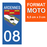 08 ARDENNES - Stickers for license plates, available for CAR and MOTORCYCLE