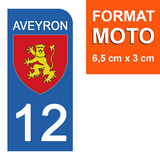 12 AVEYRON - Stickers pour plaque d'immatriculation, disponible pour AUTO et MOTO