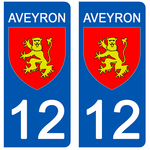 12 AVEYRON - Stickers pour plaque d'immatriculation, disponible pour AUTO et MOTO