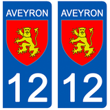 12 AVEYRON - Stickers pour plaque d'immatriculation, disponible pour AUTO et MOTO