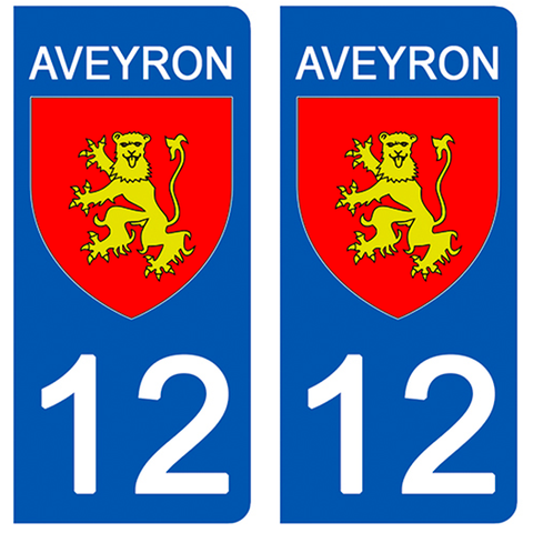 12 AVEYRON - Stickers pour plaque d'immatriculation, disponible pour AUTO et MOTO