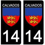 14 CALVADOS - Stickers pour plaque d'immatriculation, disponible pour AUTO et MOTO