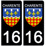 16 CHARENTE - Stickers for license plates, available for CAR and MOTORCYCLE