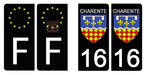 16 CHARENTE - Stickers pour plaque d'immatriculation, disponible pour AUTO et MOTO