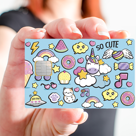 SO CUTE - sticker pour carte bancaire, 2 formats de carte bancaire disponibles