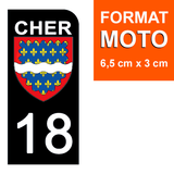 18 CHER - Stickers pour plaque d'immatriculation, disponible pour AUTO et MOTO