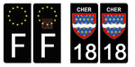 18 CHER - Stickers pour plaque d'immatriculation, disponible pour AUTO et MOTO