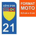 21 COTE D'OR - Stickers pour plaque d'immatriculation, disponible pour AUTO et MOTO