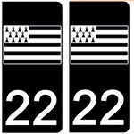 22 COTE D'ARMOR - Stickers pour plaque d'immatriculation, disponible pour AUTO et MOTO