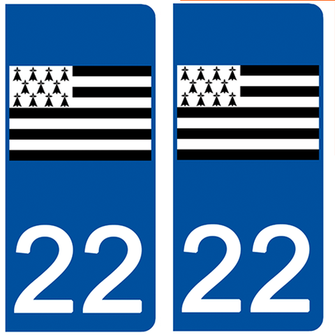 22 COTE D'ARMOR - Stickers pour plaque d'immatriculation, disponible pour AUTO et MOTO