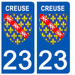 23 CREUSE - Stickers for license plates, available for CAR and MOTORCYCLE