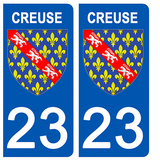 23 CREUSE - Stickers pour plaque d'immatriculation, disponible pour AUTO et MOTO