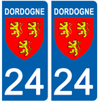 24 Dordogne - Stickers pour plaque d'immatriculation, disponible pour AUTO et MOTO