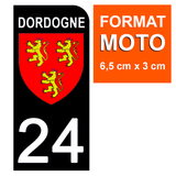 24 Dordogne - Stickers pour plaque d'immatriculation, disponible pour AUTO et MOTO