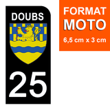 25 DOUBS - License plate stickers, available for CAR and MOTORCYCLE