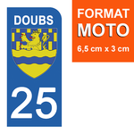 25 DOUBS - License plate stickers, available for CAR and MOTORCYCLE