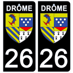 26 DRÔME - Stickers pour plaque d'immatriculation, disponible pour AUTO et MOTO