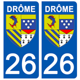 26 DRÔME - Stickers pour plaque d'immatriculation, disponible pour AUTO et MOTO