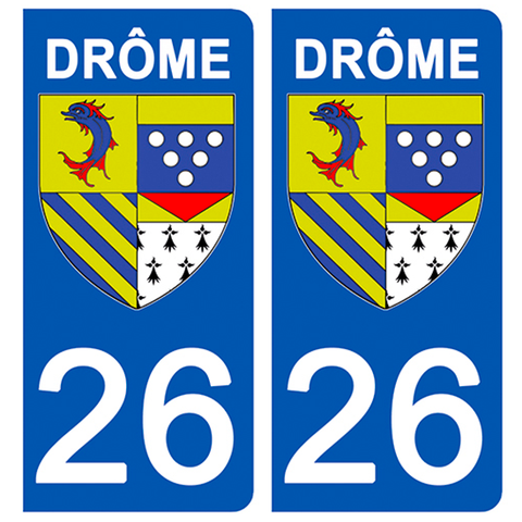 26 DRÔME - License plate stickers, available for CAR and MOTORCYCLE