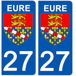 27 EURE - Stickers for license plates, available for CAR and MOTORCYCLE