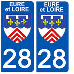 28 EURE and LOIRE - Stickers for license plates, available for CAR and MOTORCYCLE