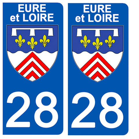 28 EURE et LOIRE - Stickers pour plaque d'immatriculation, disponible pour AUTO et MOTO