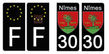 30 NIMES GARD - Stickers pour plaque d'immatriculation, disponible pour AUTO et MOTO