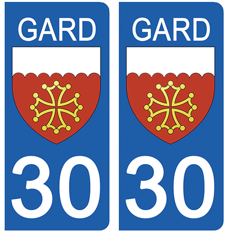 30 GARD - Stickers pour plaque d'immatriculation, disponible pour AUTO et MOTO