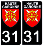 31 HAUTE GARONNE - Stickers pour plaque d'immatriculation, disponible pour AUTO et MOTO