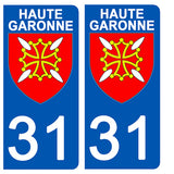 31 HAUTE GARONNE - Stickers pour plaque d'immatriculation, disponible pour AUTO et MOTO