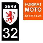 32 GERS - Stickers pour plaque d'immatriculation, disponible pour AUTO et MOTO