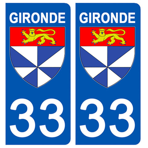 33 GIRONDE - Stickers for license plates, available for CAR and MOTORCYCLE