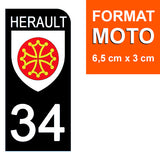 34 HERAULT - Stickers pour plaque d'immatriculation, disponible pour AUTO et MOTO