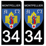 34 MONTPELLIER, HERAULT - Stickers pour plaque d'immatriculation, disponible pour AUTO et MOTO