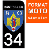 34 MONTPELLIER, HERAULT - Stickers for license plates, available for CAR and MOTORCYCLE