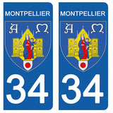 34 MONTPELLIER, HERAULT - Stickers pour plaque d'immatriculation, disponible pour AUTO et MOTO