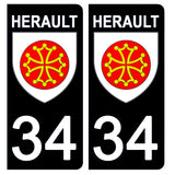 34 HERAULT - Stickers pour plaque d'immatriculation, disponible pour AUTO et MOTO