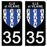 35 ILLE ET VILAINE - Stickers for license plates, available for CAR and MOTORCYCLE